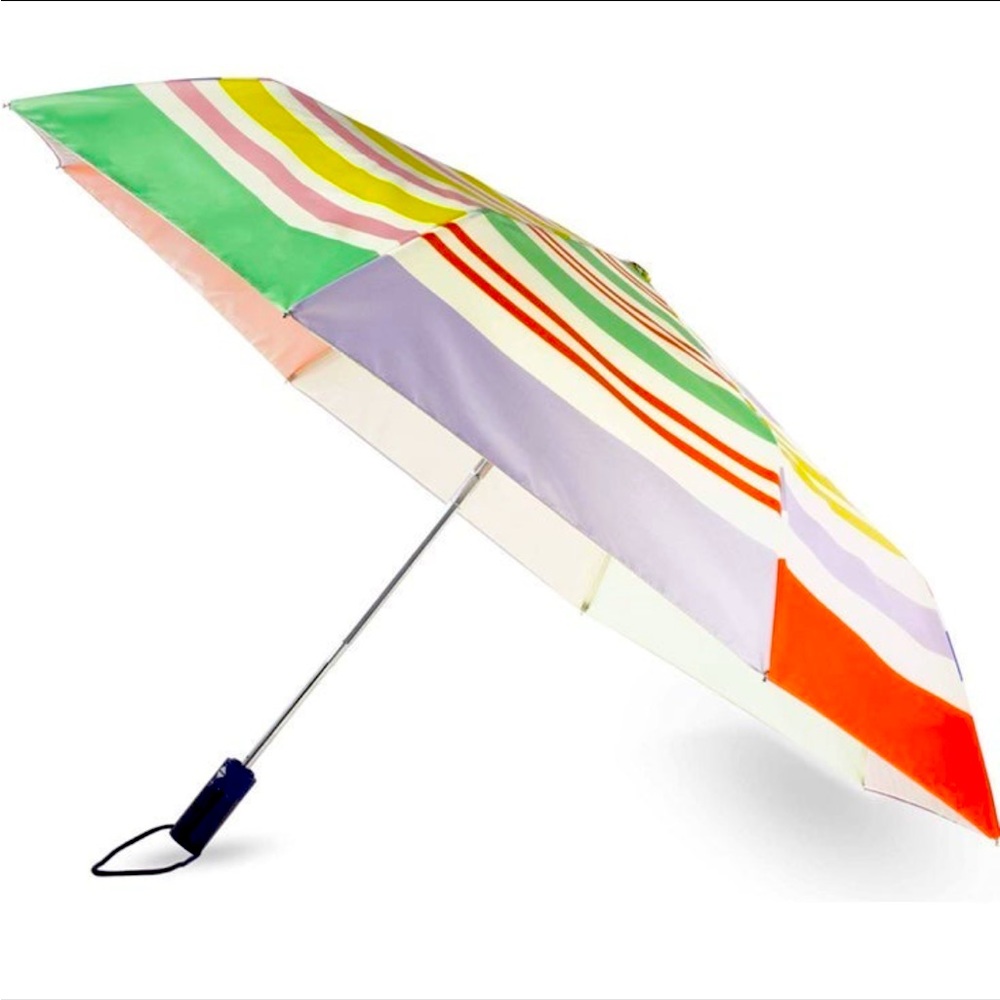 Kate Spade Rainbow Stripe Travel Umbrella - Brand NWT #195338